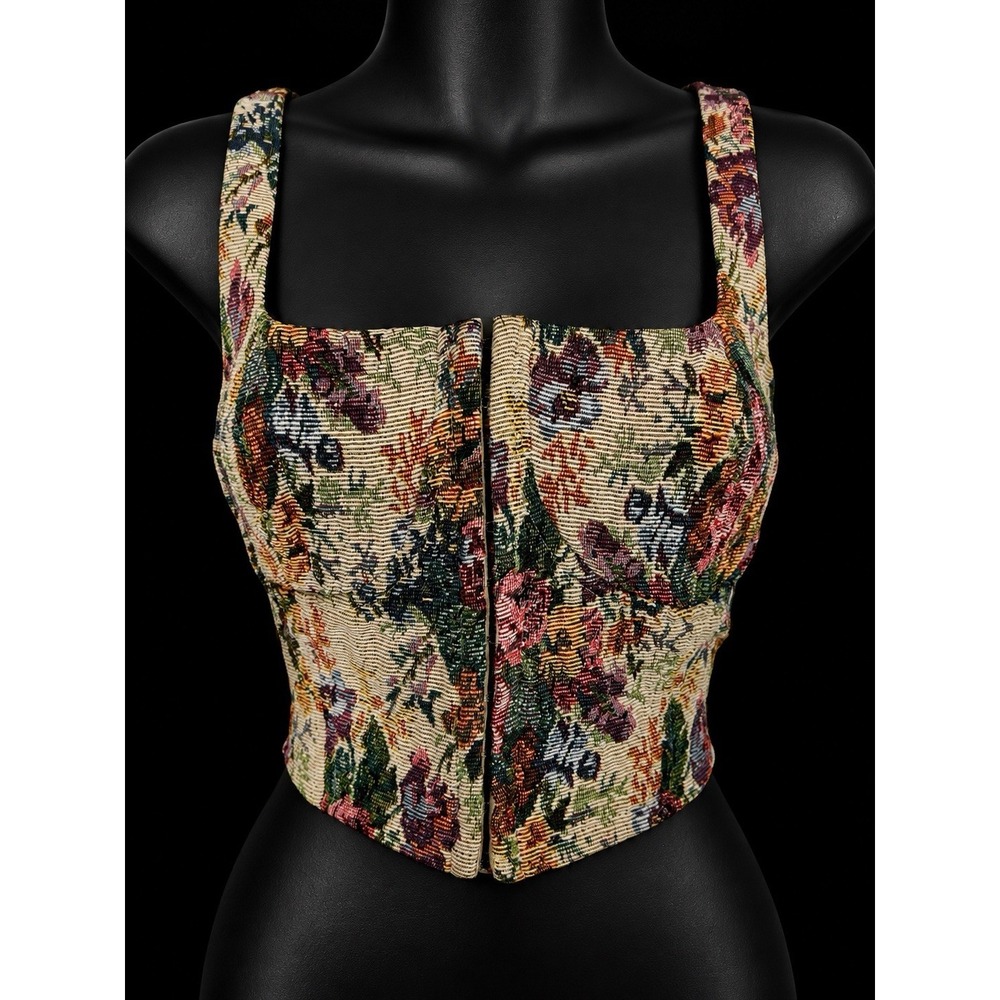 Wild Fable Tapestry Floral Corset Top Basque Waist Size M Romantic Renaissance
